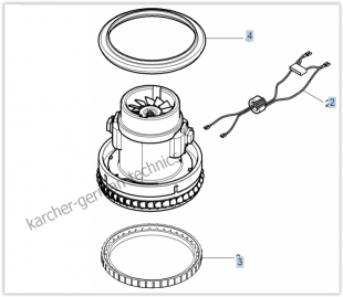 Вакуум-мотор (турбина) для Karcher MV 2, WD 2, MV 3, WD 3, WD 3 P